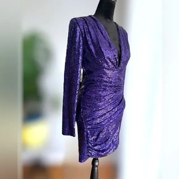 SHO BY TADASHI SHOJI Long Sleeve Sequin Cocktail Mini Dress Size XS - Picture 14 of 16